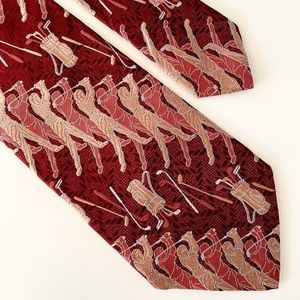 VINTAGE 70s Wide Golf Theme Neck Tie, Distinctive Creations, embossed st…